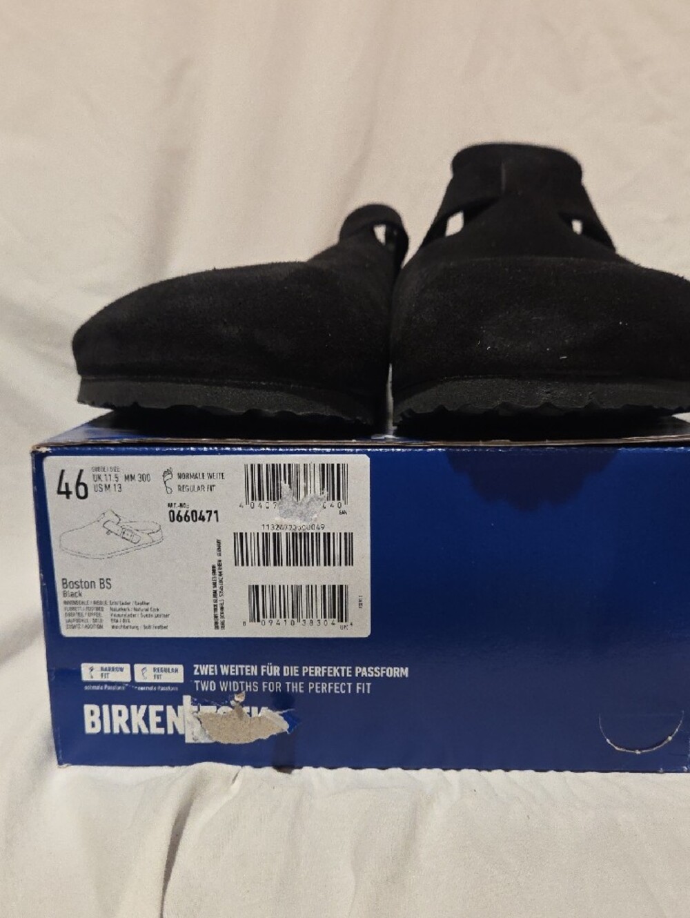 Birkenstock Boston, Black Suede, Euro Size 46, US Size Mens 13 - Picture 2 of 5